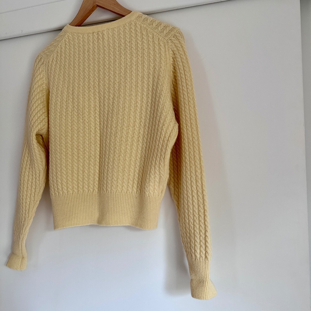 N.Peal London Yellow 100% Cashmere Cable Knit Cardigan Made in Scotland M - Picture 10 of 10